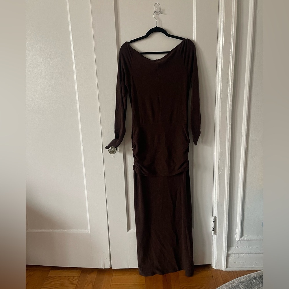 Reformation Abbott Knit Dress Mole Long Sleeve Maxi Dress - Picture 6 of 12
